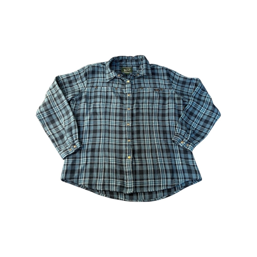Woolrich Womens Plaid Flannel Shirt Jacket Blue Black XL Button Up